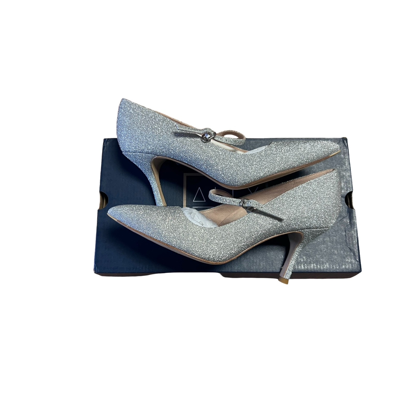 Ally Shoes Mary Jane Pump Silver Shimmer Glitter Size 9 Narrow Nib — image 2 of 8